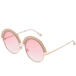 Betsey Johnson Women's Over The Rainbow Novelty Sunglasses, Gold, 144 mm